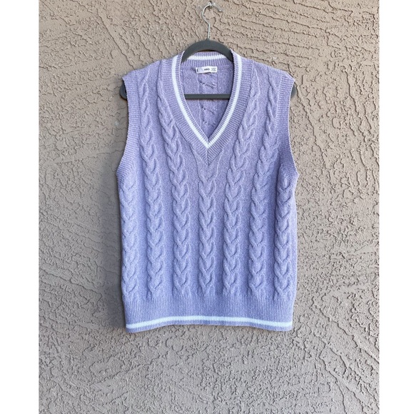 MANGO SET Lavender Cableknit Sweater Vest & Knit Shorts Co-ord Set - Picture 6 of 12